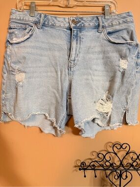 Maurices Light Blue Distressed Denim Shorts